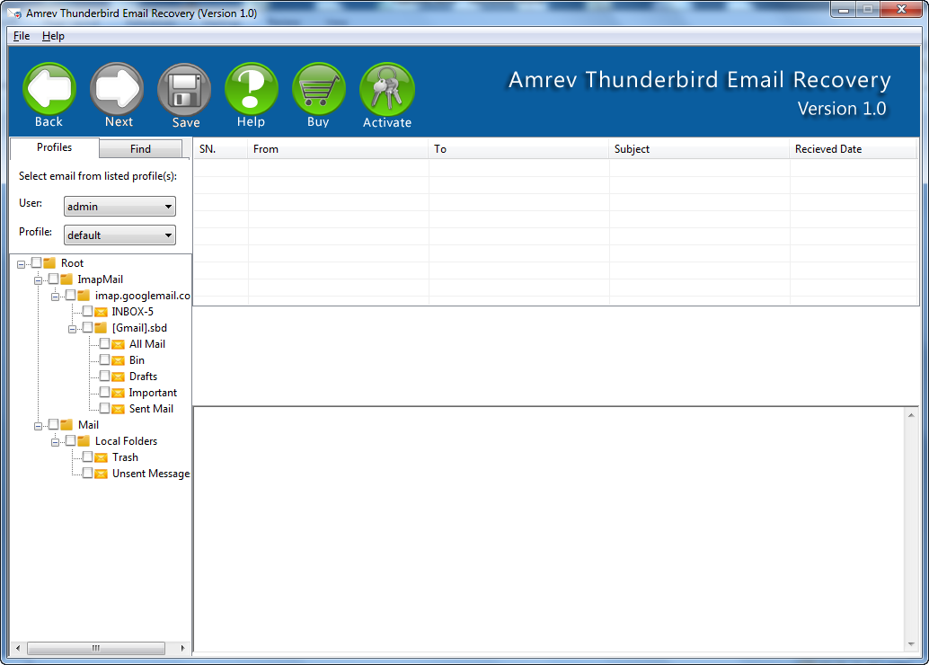 Select Thunderbird profile